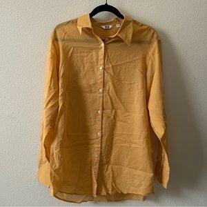 Uniqlo Orange Semi-Sheer Collared Shirt
